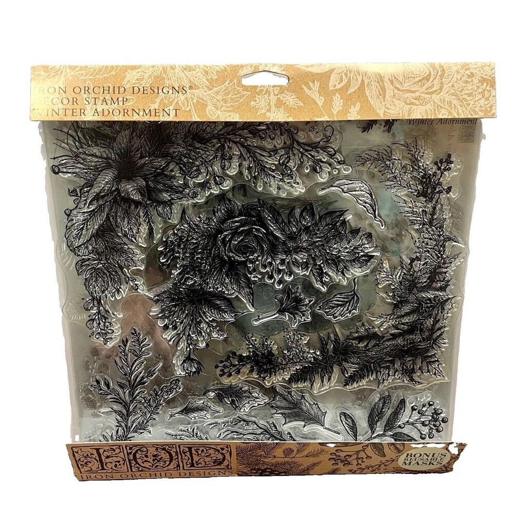 IOD Winter Adornment Decor Stamp Set Iron Orchid Design Christmas Retired - USED